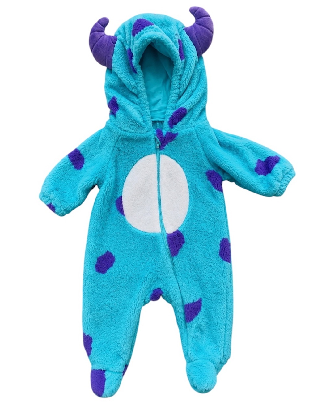Baby Halloween Costume Sully Fleece Zip Up Bodysuit Monsters Inc Size 0-3 Months